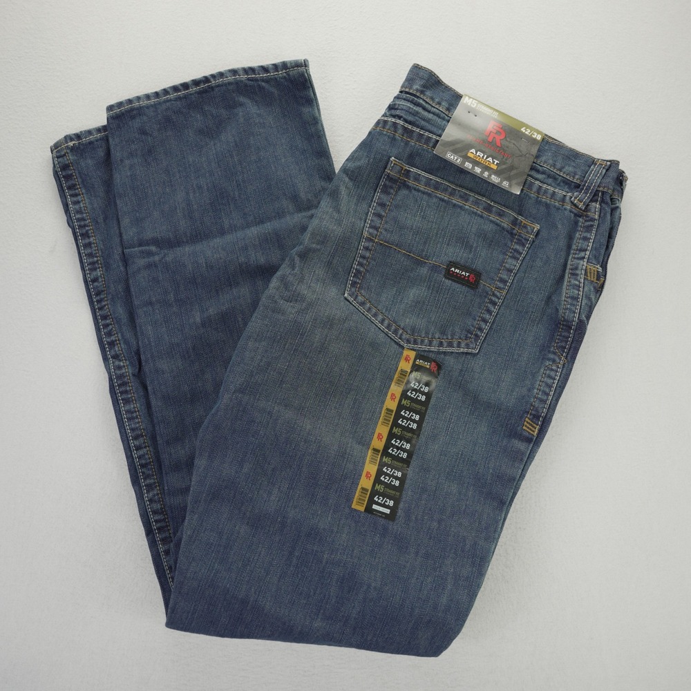 Ariat Work M5 FR Straight Leg Jeans Mens 42x38 Flame Resistant Denim Blue